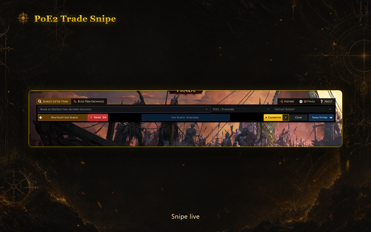Auto-Travel snipe armed on a Live Search